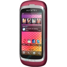 Красно-розовый телефон Alcatel One Touch 818 (Заря)